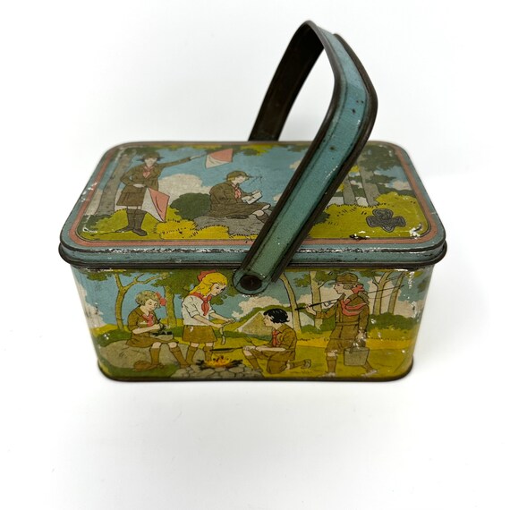 Antique Girl Scouts Lunch Box Cookie Tin With Hinged Lid and Etsy