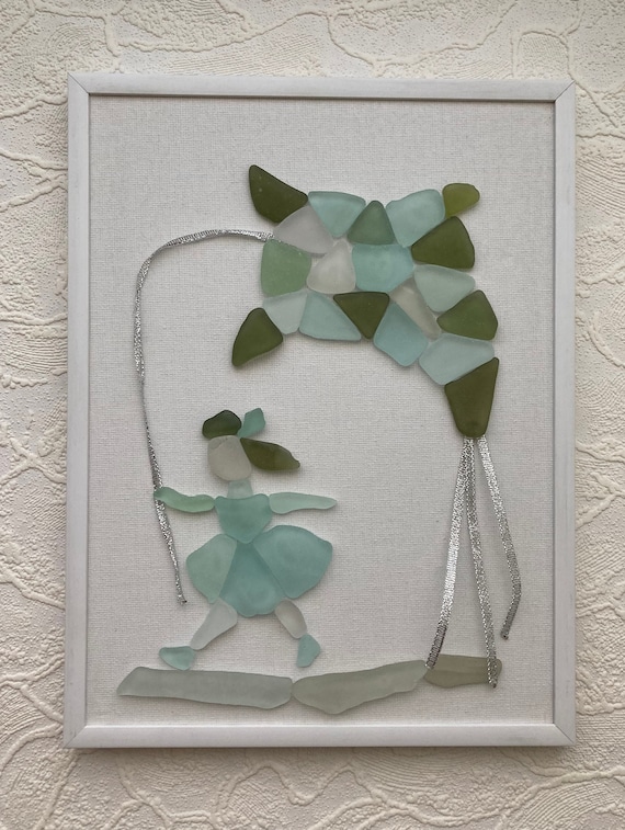 Girl Kite Sea Glass Art Sea Glass Mosaic 