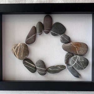 Zen Fish Pebble Art – Minimalist Stone Wall Decor, Coastal Harmony Artwork