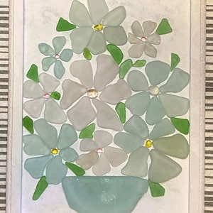 Floral Arrangement. Sea glass art.