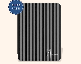 Striped Personalized Kindle Case Kindle Paperwhite Case 12th Gen Kindle Accessories Kindle Colorsoft Case Kindle 2024 Case Ereader Book Gift