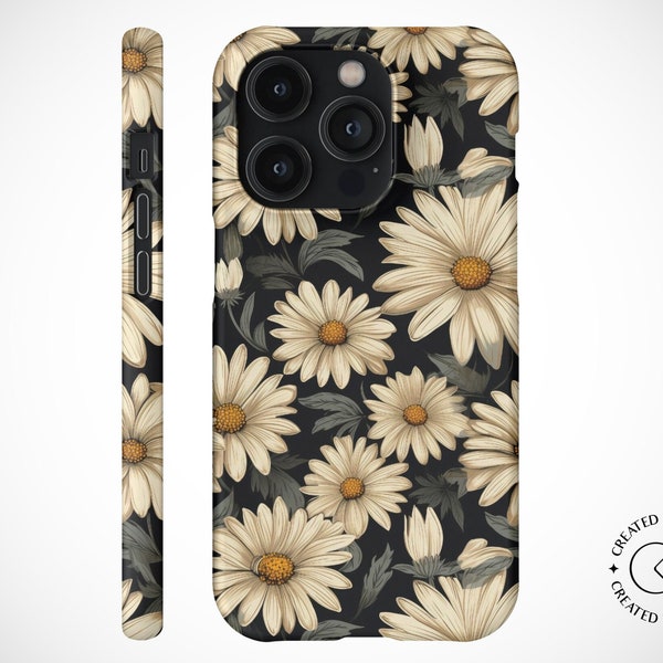 Vintage Daisy Flower Phone Case iPhone 15 Aesthetic Phone Case Protective iPhone 15 Pro Case iPhone 15 Pro Max Case MagSafe iPhone 14 Pro