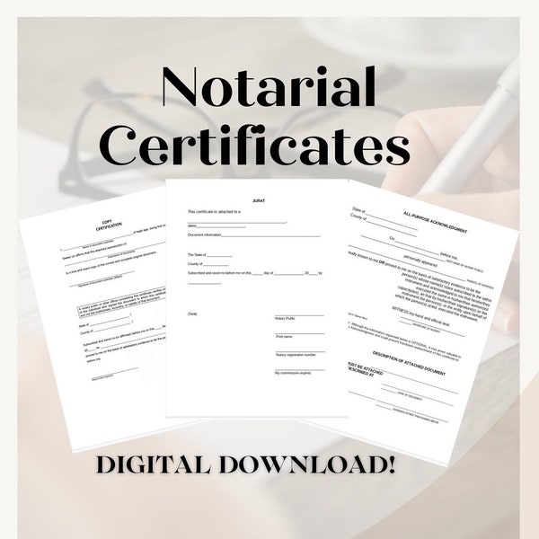 Notarial Certificates (Jurat, Acknowledgment, & Copy Certification) Notary Public | Loan Signing Agent | Real Estate | Lender | Affidavit |