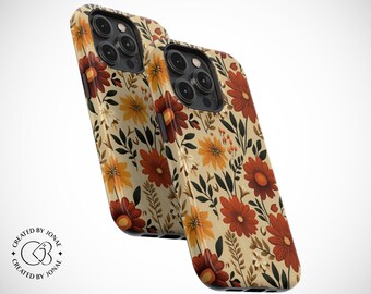 Boho Flowers Phone Case iPhone 15 Floral Aesthetic Phone Case Protective iPhone 15 Pro Case iPhone 15 Pro Max Case MagSafe iPhone 14 Pro Max