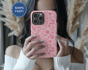 iPhone 17 Case MagSafe Phone Case iPhone 17 Pro Case Pink Toile De Jouy Phone Case Floral iPhone 17e Case iPhone 17 Pro Max Case MagSafe