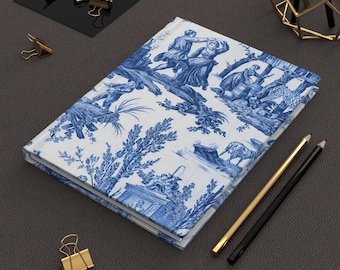 Toile de Jouy Notebook Journal For Goodnotes Journal Hardcover Journal Notebook Vintage Journal Notebook Aesthetic Ruled Notebook Toile Art