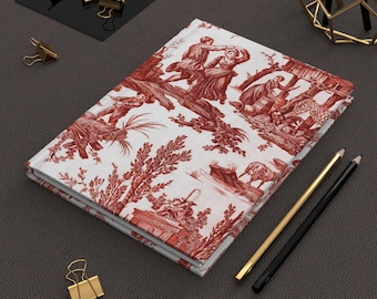 Toile de Jouy Notebook Journal For Goodnotes Journal Hardcover Journal Notebook Vintage Journal Notebook Aesthetic Ruled Notebook Toile Art