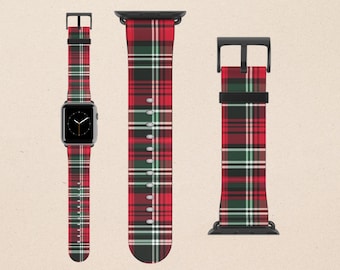 Christmas Plaid Apple Watch Band Women Apple Watch Band Series 11 Plaid Watch Band Faux Leather Watch Strap iWatch Band 38mm 40mm 42mm 44mm