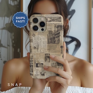 iPhone 16 Case MagSafe Phone Case iPhone 16 Pro Case Collage Phone Case Vintage Newspaper Phone Case Clear iPhone 16e Case iPhone 15 Pro Max