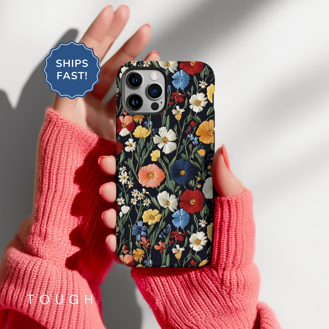 Floral Embroidered Phone Case iPhone 18 Pro Case Magsafe iPhone