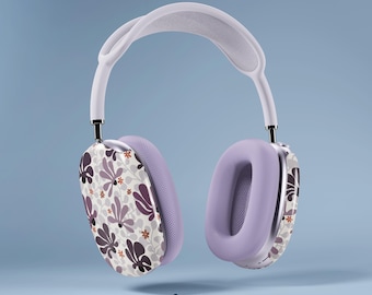 Floral AirPods Max Case Lightweight Hard Shell Cover Glossy Finish Snap On Protective Case Purple AirPods Max Cover AirPods Max Accessories