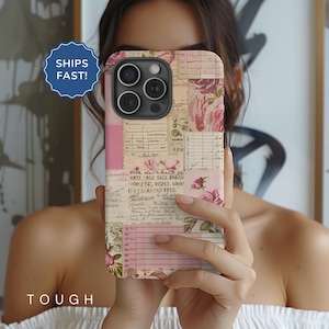 iPhone 16 Case MagSafe Phone Case iPhone 15 Pro Case Collage Phone Case Vintage Flower Patchwork Tough MagSafe Case iPhone 15 Pro Max Case