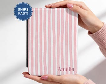 Étui pour Kindle personnalisé, étui pour Kindle Paperwhite 12e génération à rayures, accessoires Kindle, étui pour Kindle Colorsoft, étui pour Kindle 2024, cadeau pour les amoureux des livres