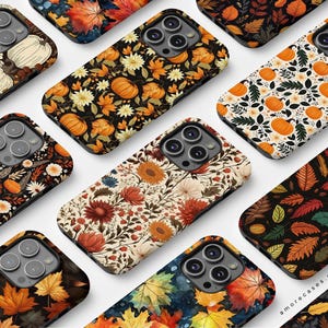Autumn Fall Phone Case iPhone 16 Pro Case MagSafe Autumn Phone Case Pumpkin iPhone 15 Pro Max Case MagSafe Phone Case Fall Floral Phone Case