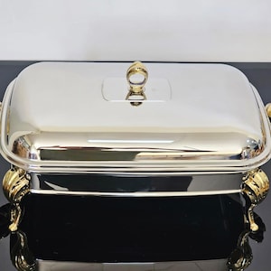 Conjunto de pratos de aquecimento retangulares, servidor de buffet de aço inoxidável, aquecedor de alimentos com bandeja de tampa – perfeito para bufês e festas