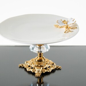 Footed Serving Platter with Butterfly Accents