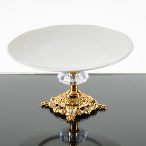 Footed Serving Platter with Flower Accents