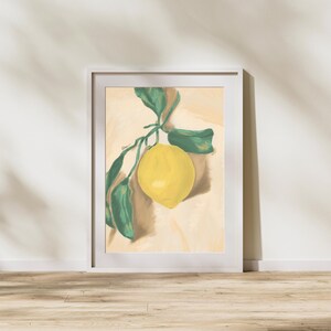 Minimalist Lemon Art Print, Fruit Instant Download Printable Home Decor, Citrus Digital Poster Wall Art Gift, Downloadable Minimalist Art