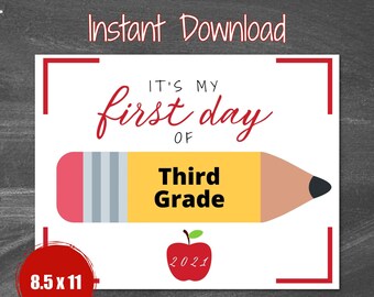 First Day of School Printable, First Day of First Grade, Back to School ...