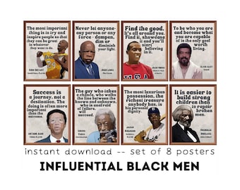 Retro Black Men In History (Set of 8) Printable Posters, Black History Month Posters, Classroom Decor, Social Justice Quotes, Diversity