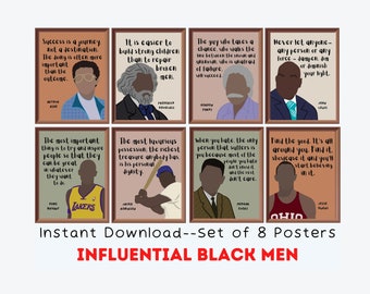 Les hommes noirs de l'histoire (lot de 8) affiches imprimables, affiches du mois de l'histoire des Noirs, décoration de la salle de classe, citations sur la justice sociale, oeuvre d'art sur la diversité