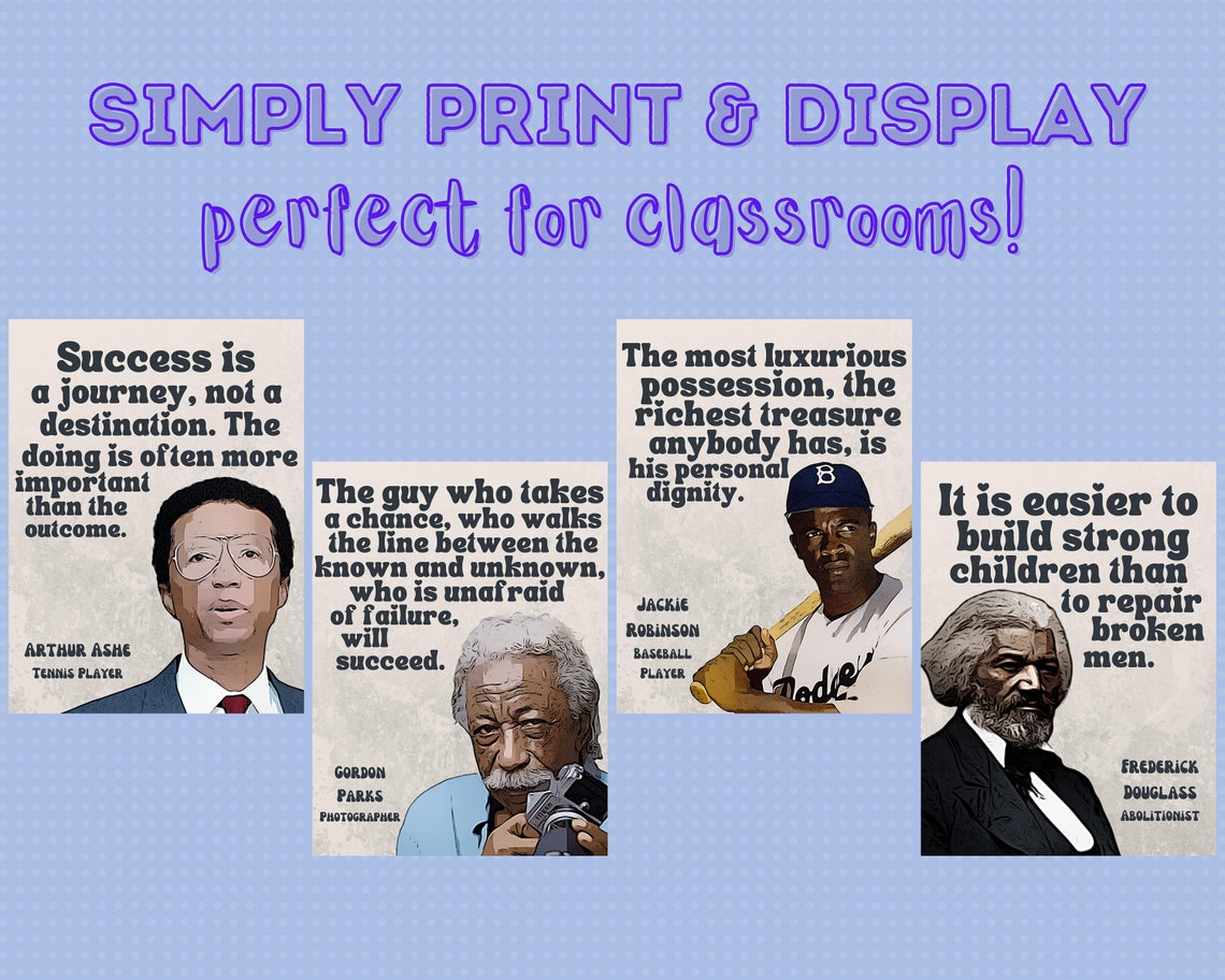 Retro Black Men in History set of 8 Printable Posters Black - Etsy