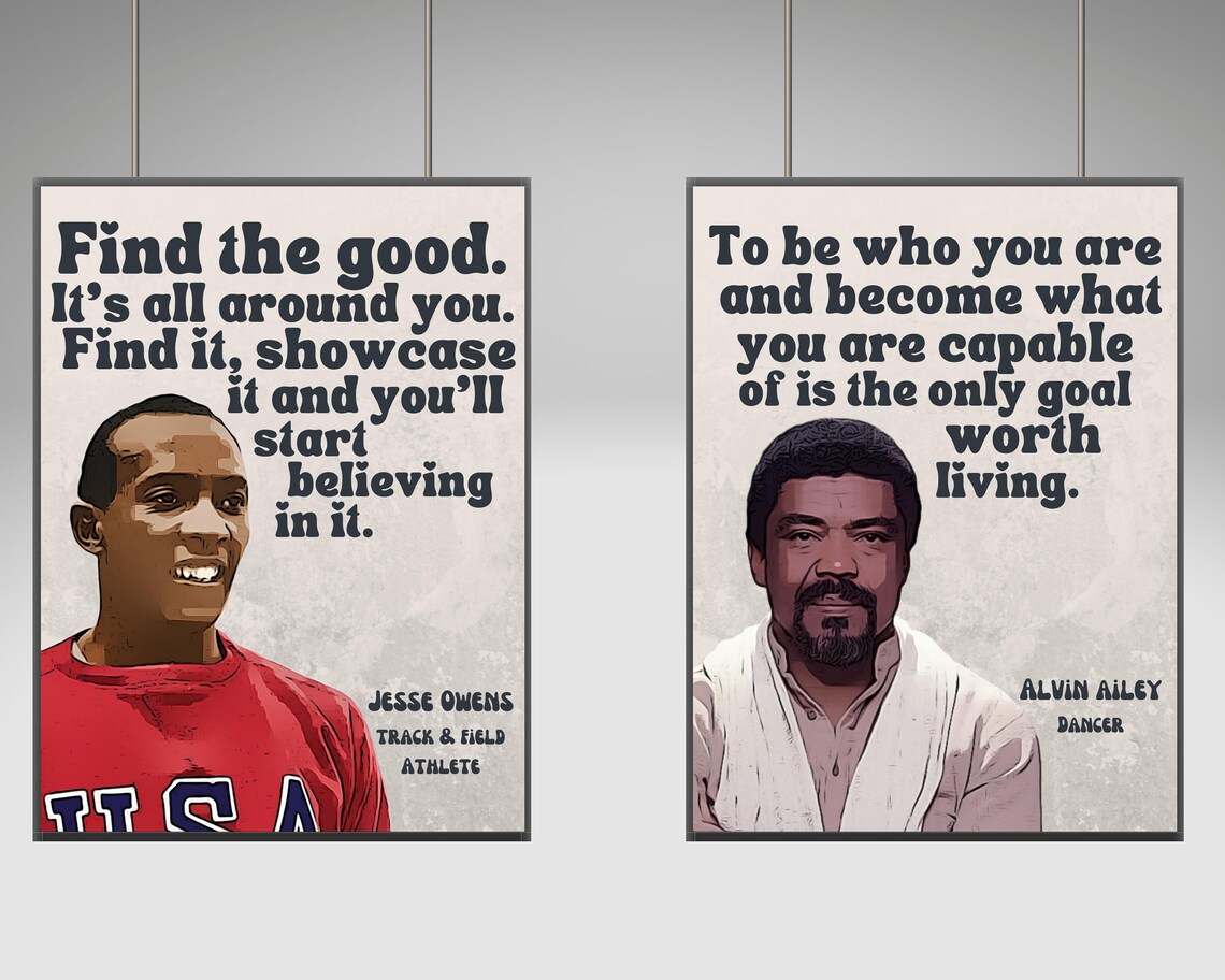 Retro Black Men in History set of 8 Printable Posters Black - Etsy