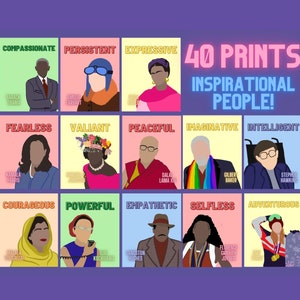 Inspirational People (Set of 40) Printable Posters, Motivational Wall Decor, Inclusive Classroom Decor, Diversity Posters Classroom Display