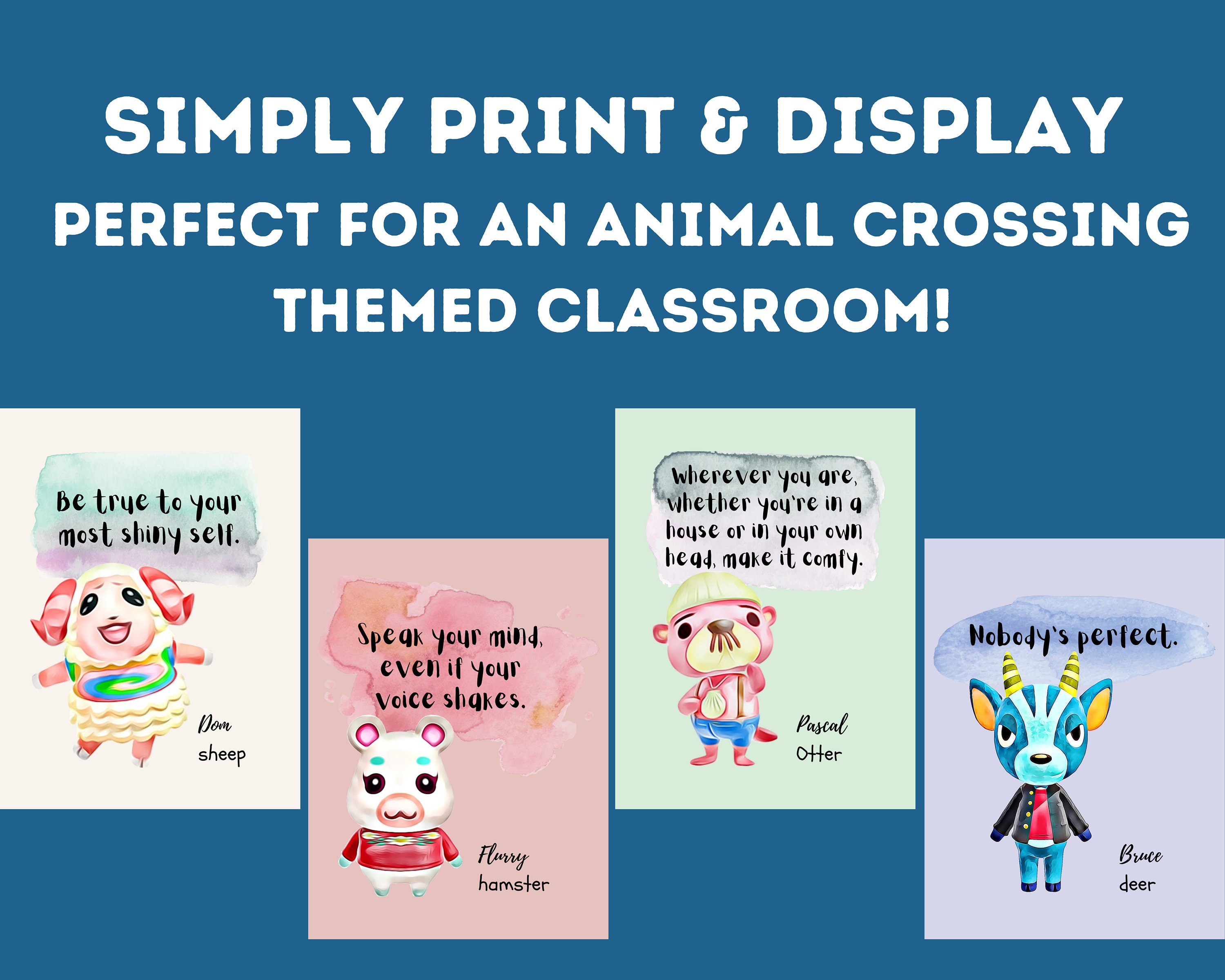 Animal Crossing Themed Posters set of 8 Printable ACNH Etsy