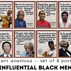 Retro Black Men in History set of 8 Printable Posters Black - Etsy