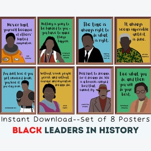 Black Leaders in History (Set of 8) Printable Posters, Black Historical Figures, Posters for Black History Month, Classroom Decorations