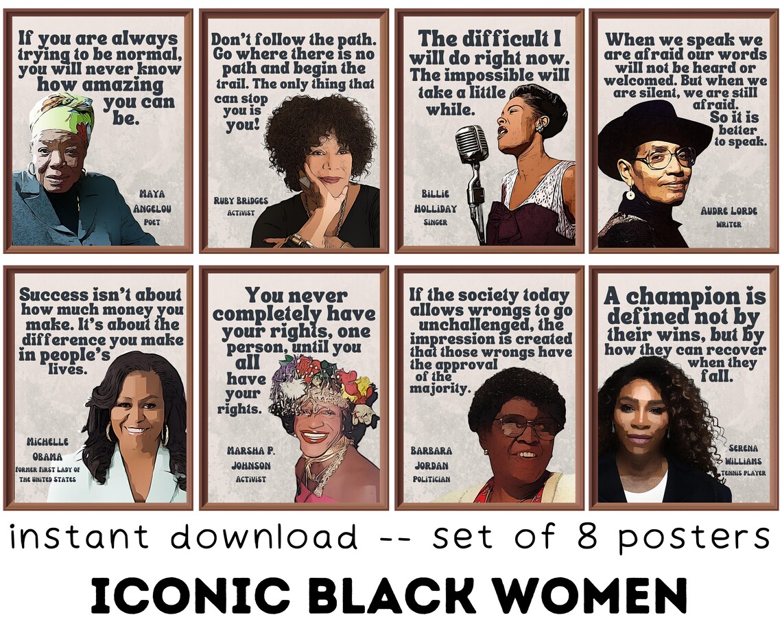 Retro Iconic Black Women in History set of 8 Printable - Etsy
