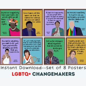 LGBTQ+ Leaders in History (Set of 8) Printable Posters, LGBT History Month Posters, Pride Month Decor, Inclusive Equality Classroom Decor
