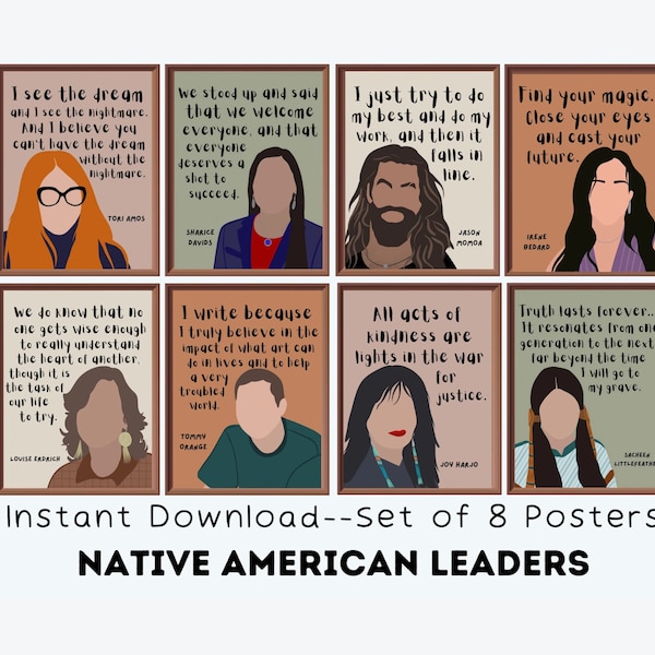 Native American Leaders (Set of 8) Printable Posters, Native American Heritage Month Decor, Indigenous Peoples Day, Inclusive Classroom Art