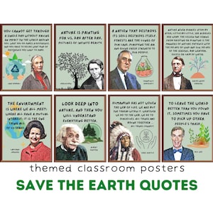 Earth Quotes (set of 8) Printable Posters, Inspirational Quotes About Protecting the Planet, World Earth Day Posters, Earthy Classroom Decor