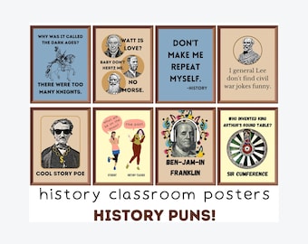 History Posters (set of 8) Printables, Funny History Posters, Educational Posters, Social Studies Classroom Decor Middle school, High School