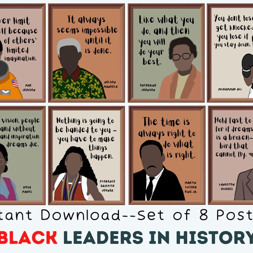 Retro Black Men in History set of 8 Printable Posters Black - Etsy