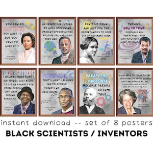Famous Black Scientists/Inventors (Set of 8) Printable, Science Classroom Decor, Posters for Black History Month, Black Innovators in STEM