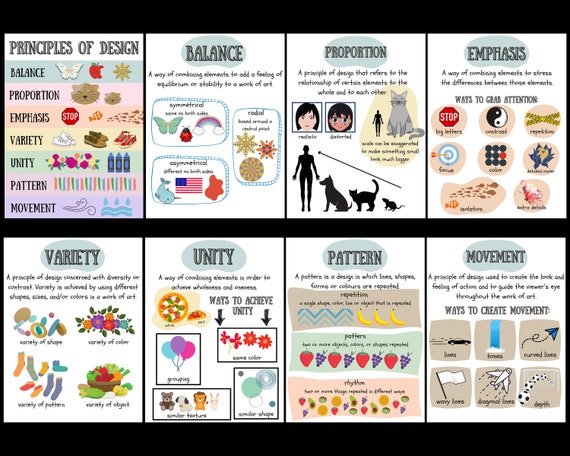 Principles of Design Posters set of 8 Printables, Art Classroom Decor,  Educational Posters, Elementary School, Middle School, Art Posters -   Canada