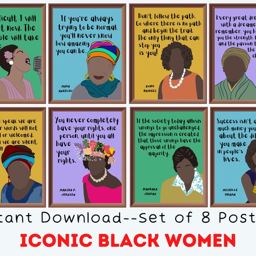 Retro Iconic Black Women in History set of 8 Printable - Etsy