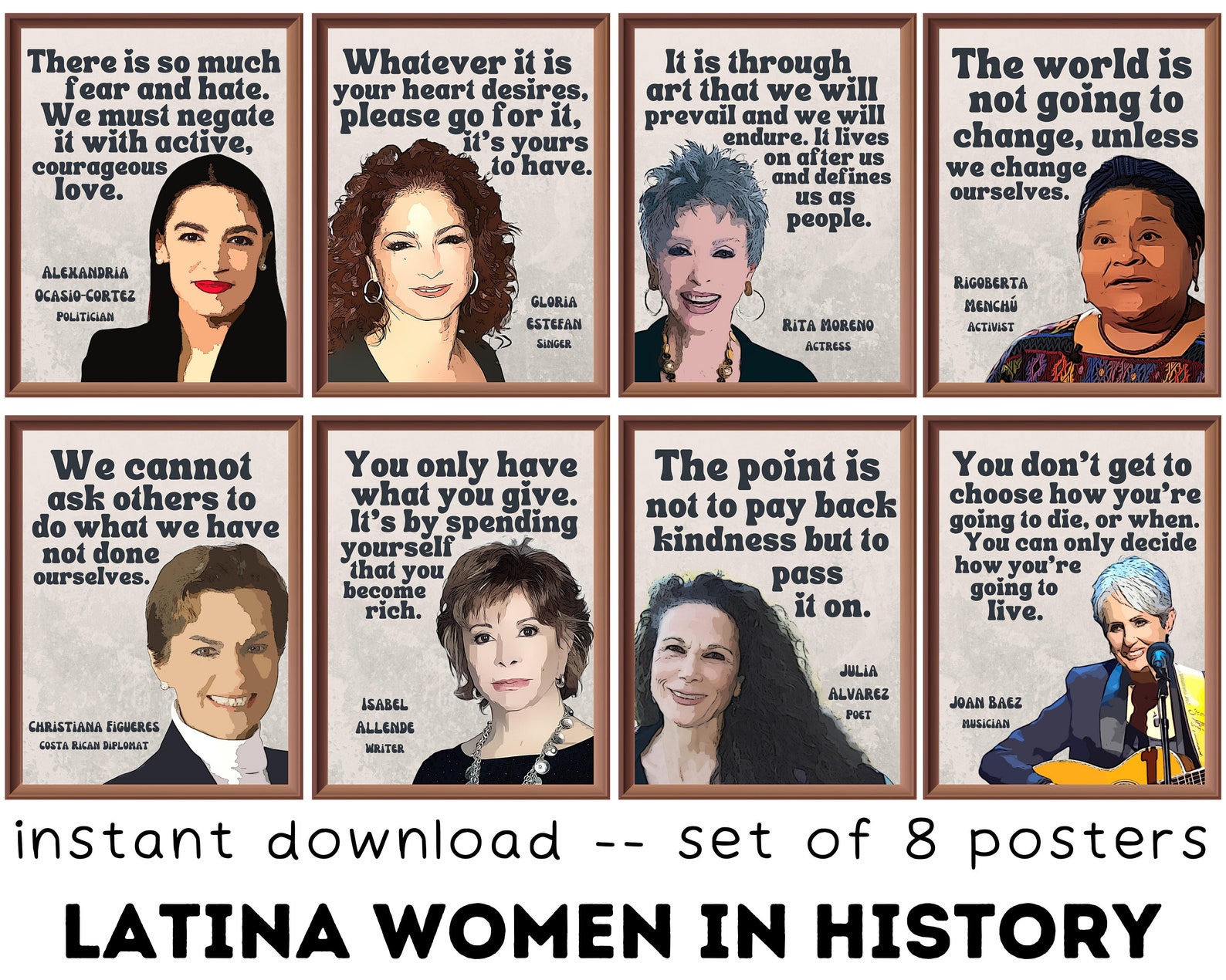 Retro Latina Women in History set of 8 Printable Posters - Etsy