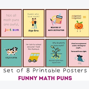 Mathe Poster (8er Set) Printables, Mathe Witze, Mathematik Poster, Lernposter, Mittelschule, Abitur, Mathelehrer Geschenk