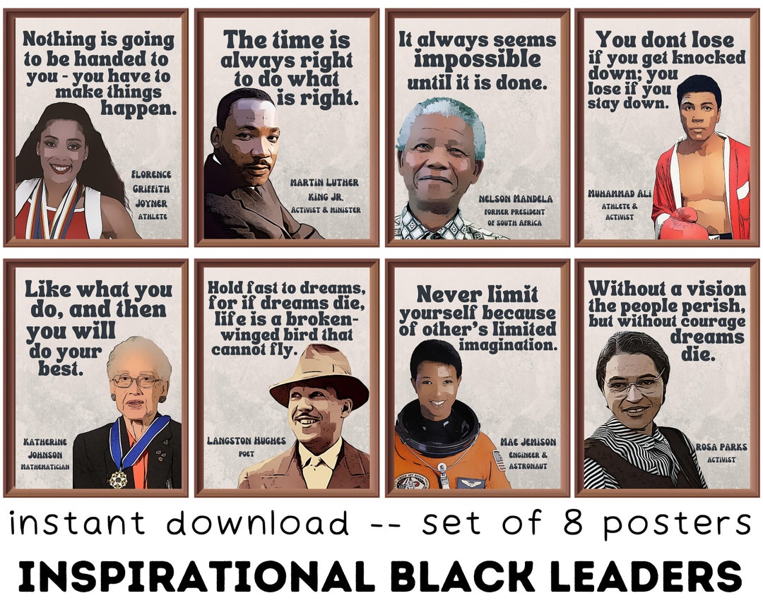 Retro Black Leaders in History set of 8 Printable Posters, Black ...