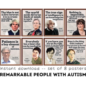 Remarkable People w/ Autism (Set of 8) Printable Posters, Inclusive Classroom Decor, Autism Awareness Day, Special Education, Bulletin Board