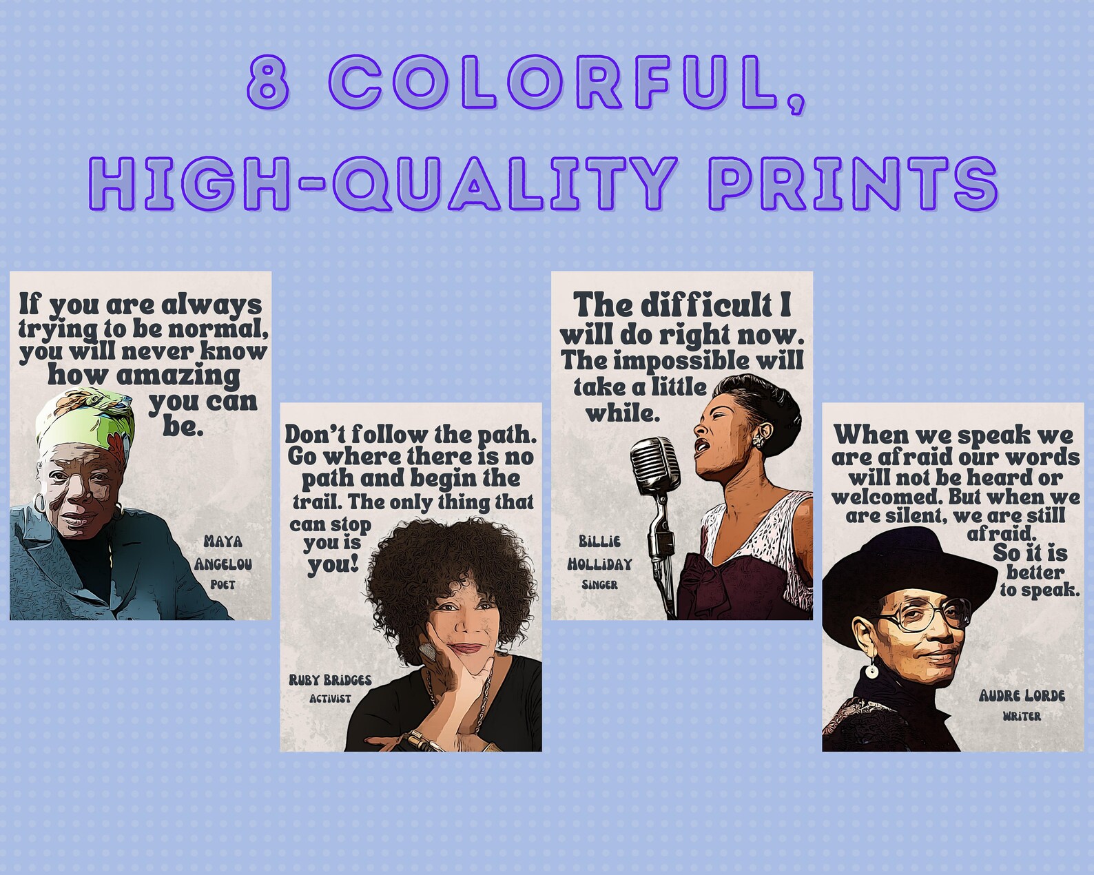 Retro Iconic Black Women in History (set of 8) Printable Posters, Black ...