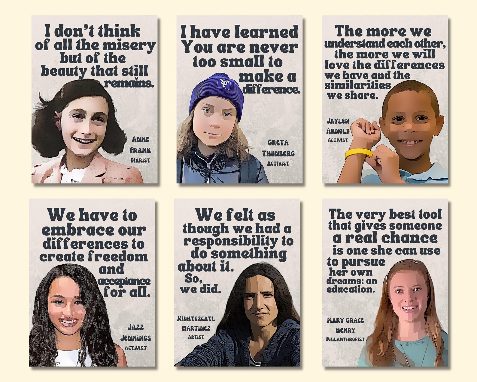 Retro Remarkable Young People set of 18 Printable Posters Etsy