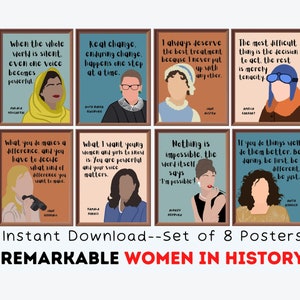 Women in History (Set of 8) Printables, Posters for Women&#39;s History Month, Classroom Decor, Remarkable Women in History, Classroom Posters