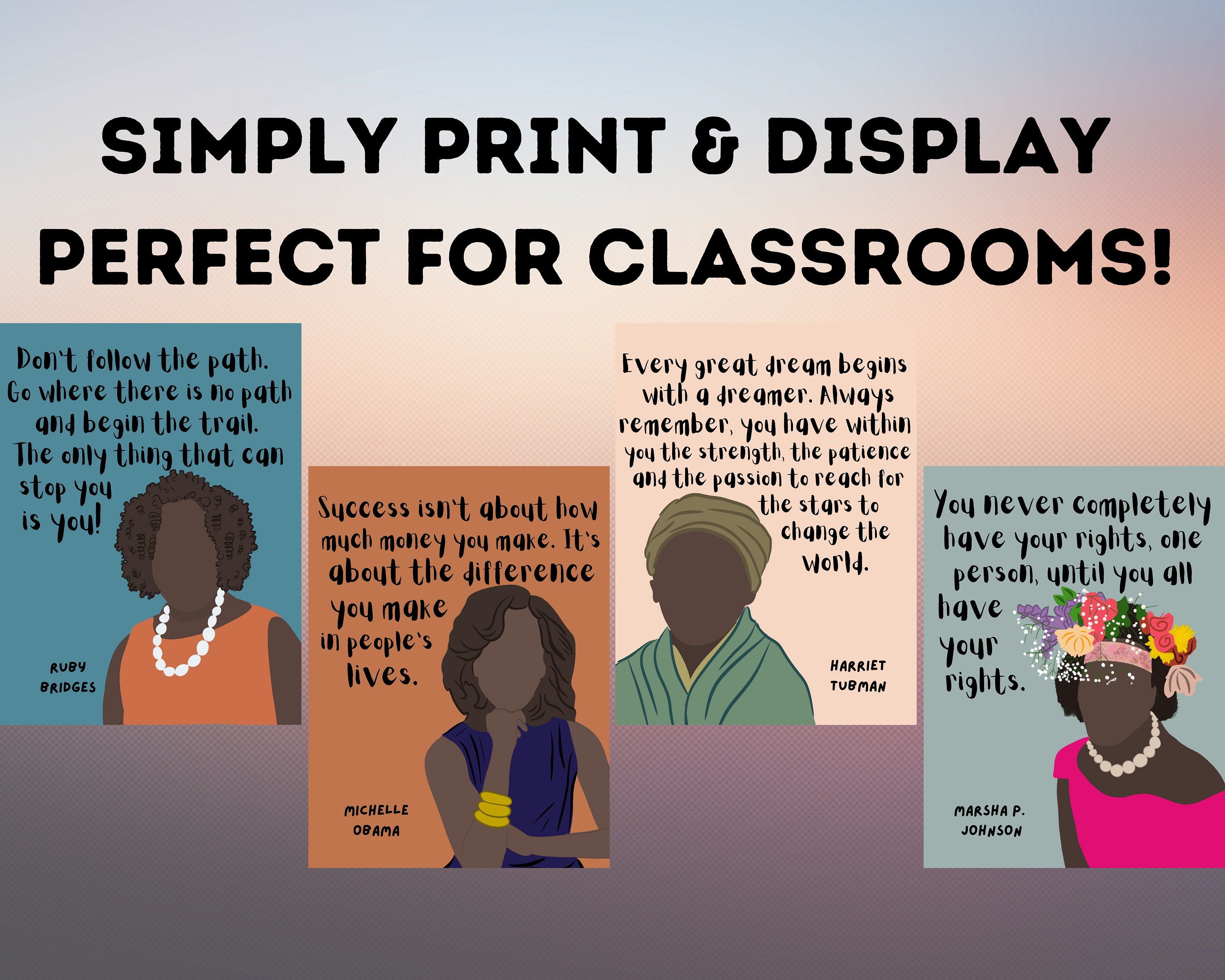 Iconic Black Women in History (set of 8) Printable Posters, Black ...