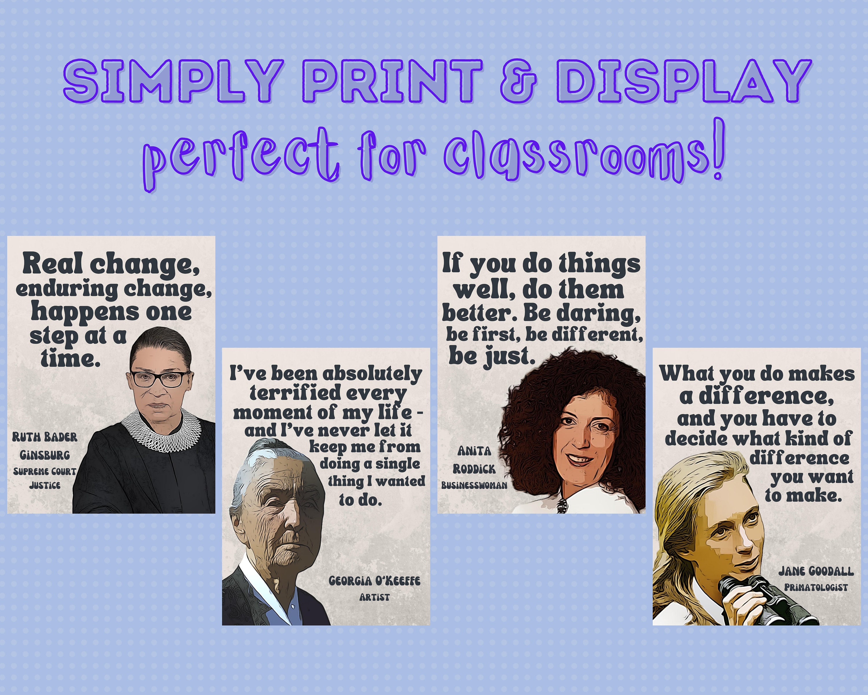 Retro Women in History (set of 8) Printable Posters, Motivational ...