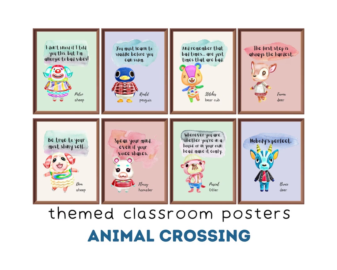 Animal Crossing Themed Posters (set of 8) Printable, ACNH Poster Set